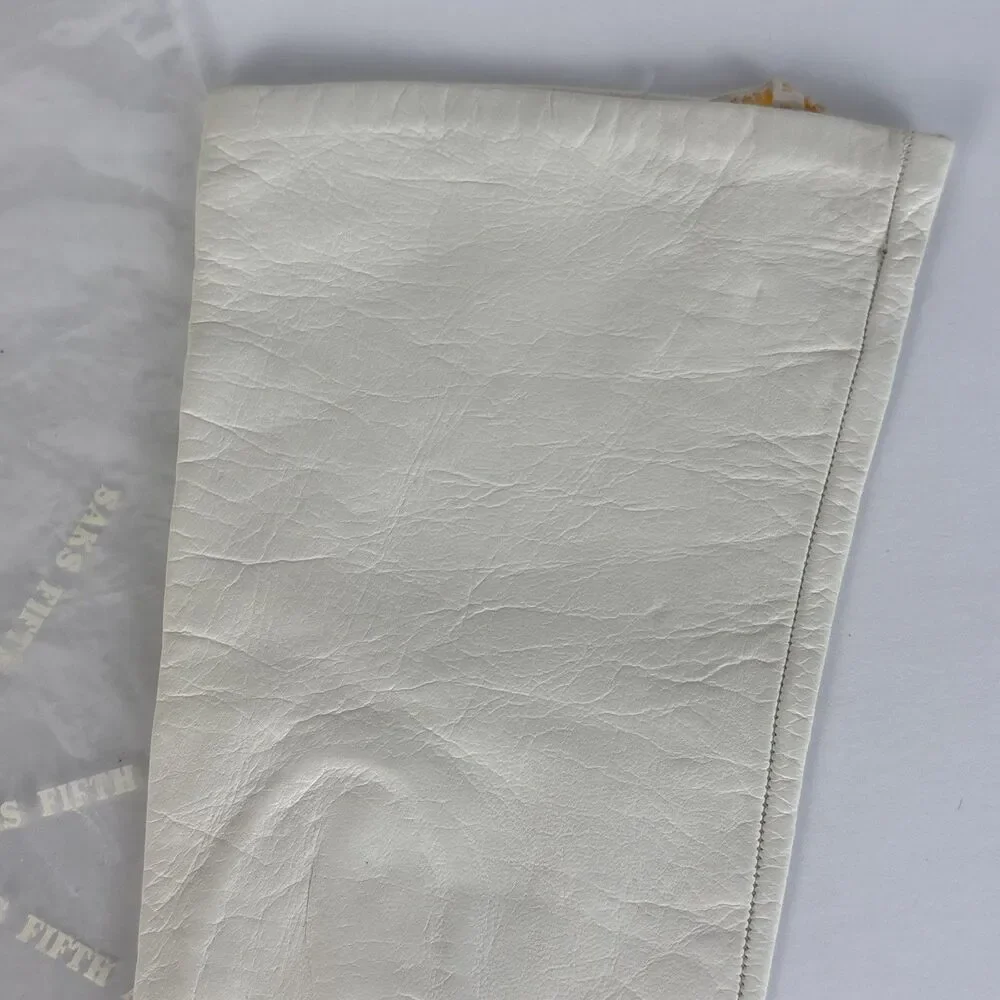 Saks Fifth Avenue VTG Leather Gloves SIlk Lined White Size 6 1/2